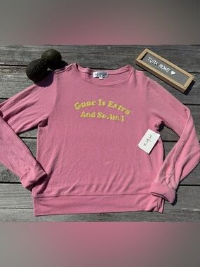 Wildfox Pink “Guac Is Extra And So Am I” Sweatshirt Size Medium NWT
